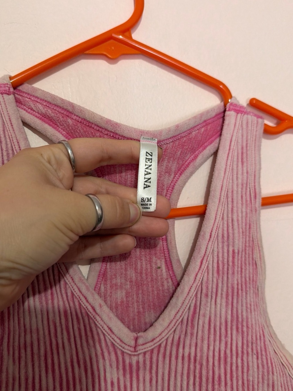 Zenana Outfitters Pink Ribbed V-Neck Racerback Tank - Picture 2 of 4